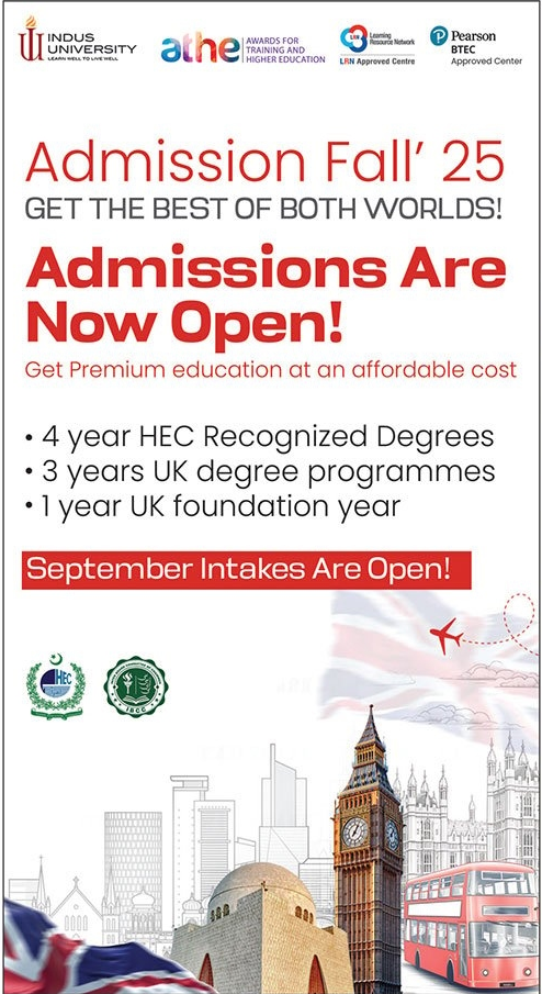 Admission open in Indus University